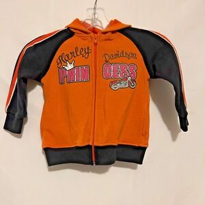Harley-Davidson Princess Toddler Girls-3T- Full Zip Up Sweatshirt Hoodie Sparkle